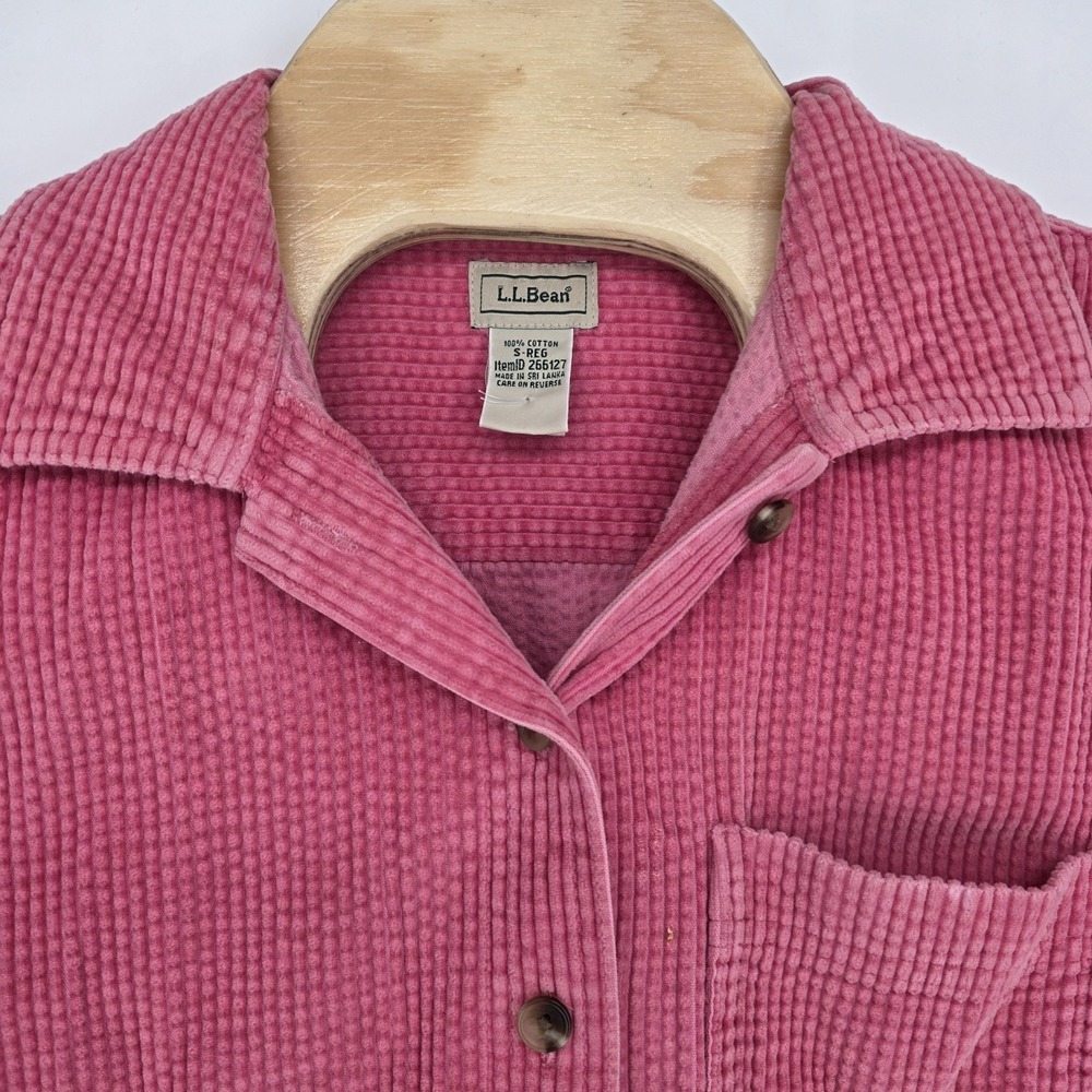 LL Bean Waffle Jacket Snap Button Women's Small Pink Thermal Outdoor Country
